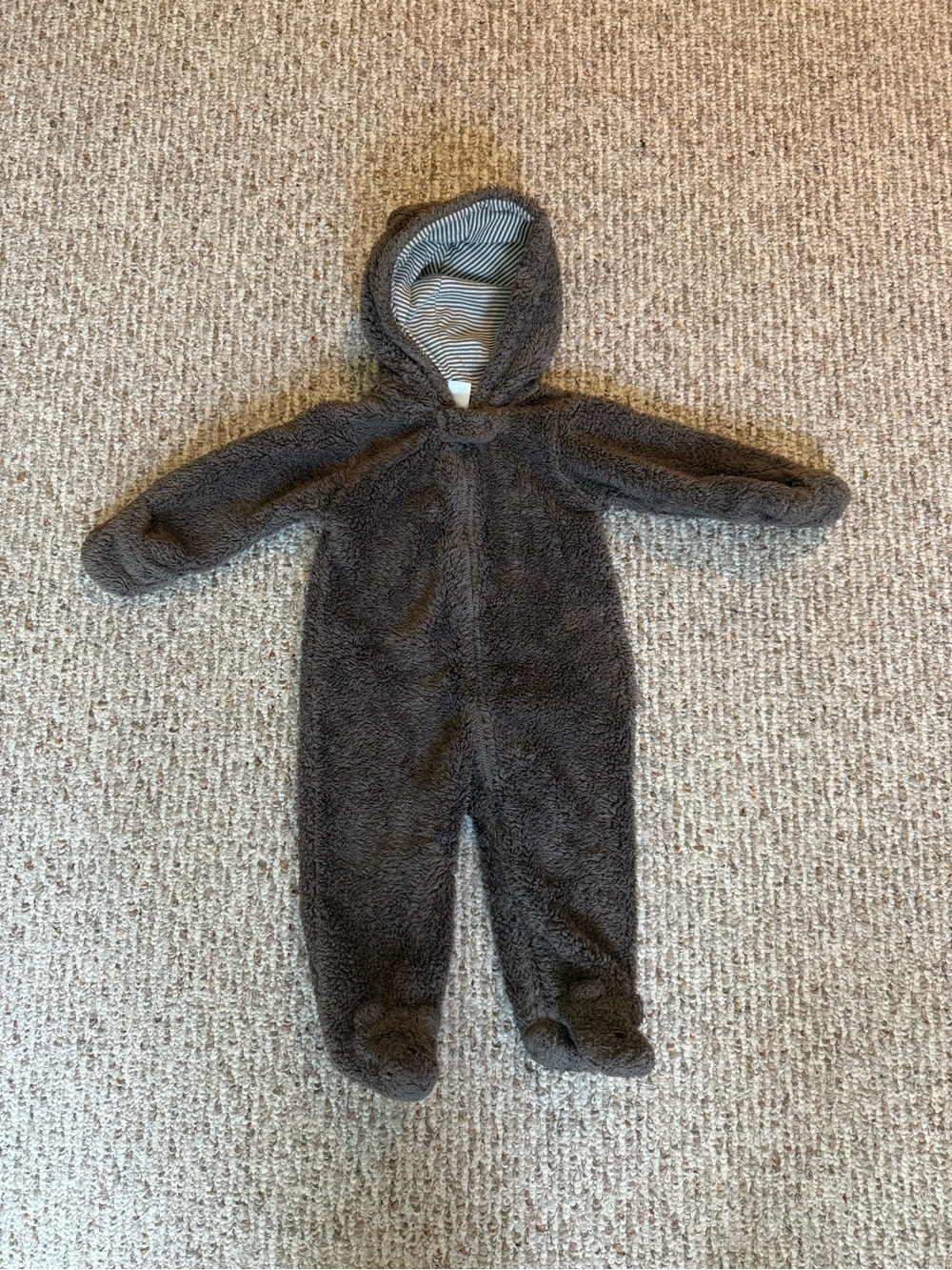 Carter's Plush Hooded Baby One-Piece - Dark Gray
